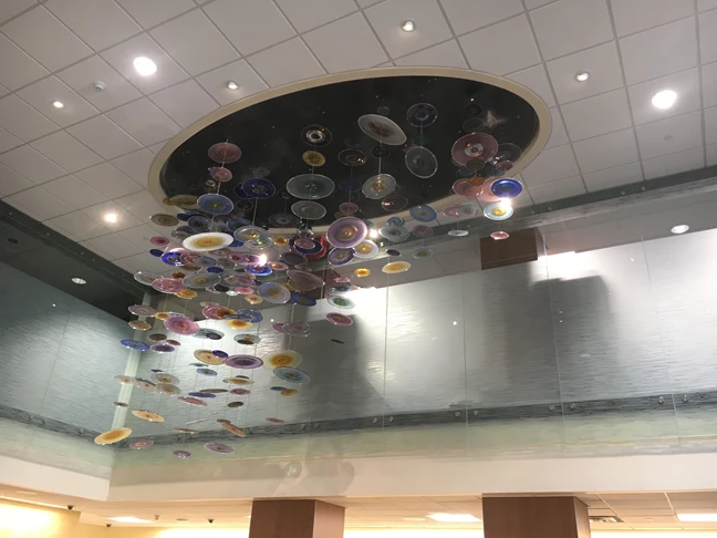 Custom glass ceiling sculpture